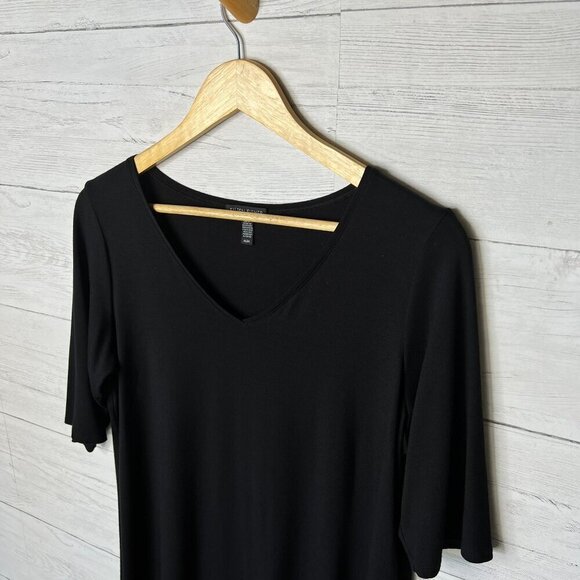 Eileen Fisher Dress Womens Size M/M Black V Neck Loungewear Comfort Minimalist - Picture 8 of 16
